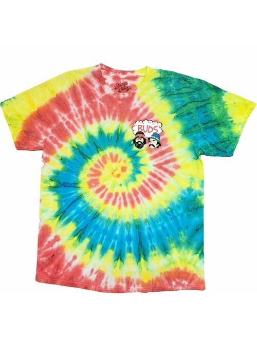 Men's Cheech & Chong Buds Tie Dye Red Retro Vintage Comedy T-Shirt Classic Tee