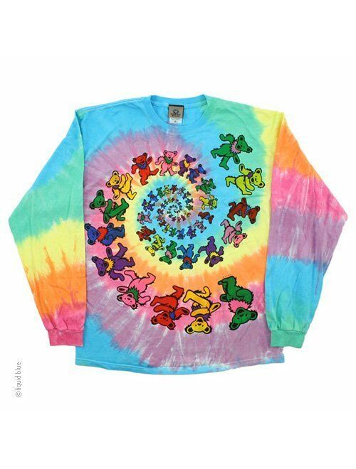 GRATEFUL DEAD-SPIRAL BEARS-TIE DYE LONG SLEEVE SHIRT XS-S-M-L-XL-2X Garcia,Lesh