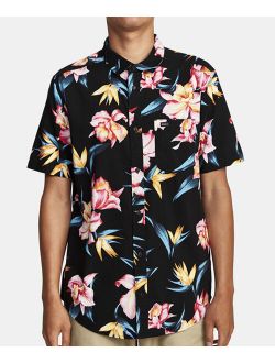 Black & Pink Floral Akora Button-Up Short Sleeve Shirts