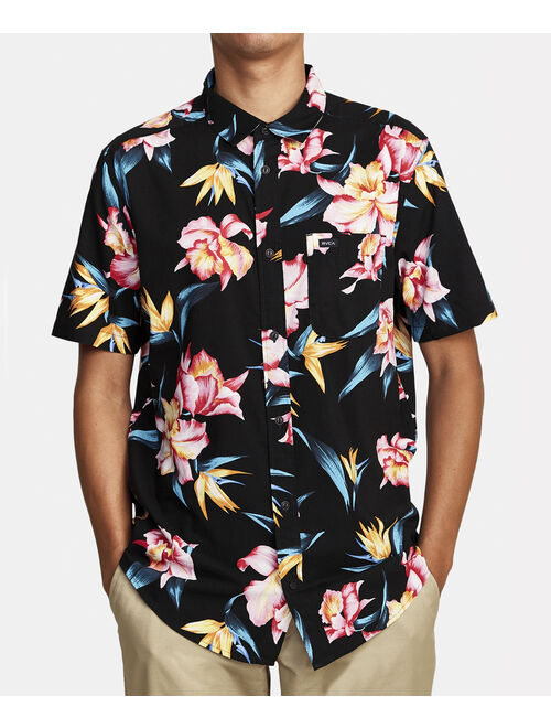 Black & Pink Floral Akora Button-Up Short Sleeve Shirts