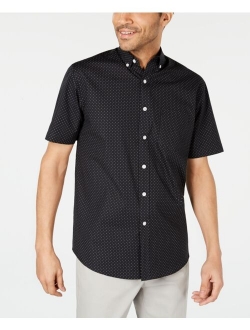 Navy Blue Blend Polka Dot Short Sleeve Shirts