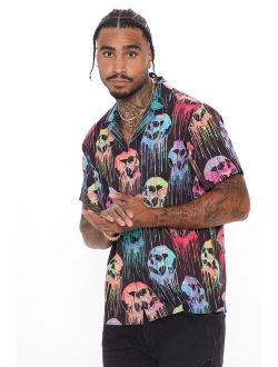 Fresh Death Short Sleeve Woven Top - Multi Color