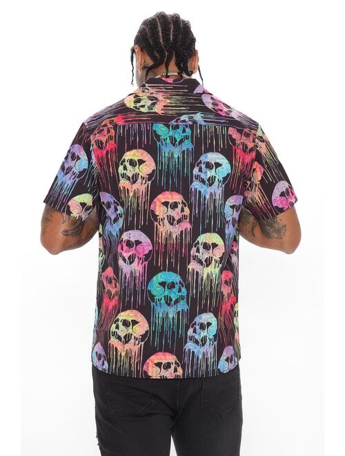 Fresh Death Short Sleeve Woven Top - Multi Color