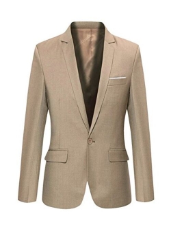 Mens Slim Fit Casual One Button Blazer Jacket