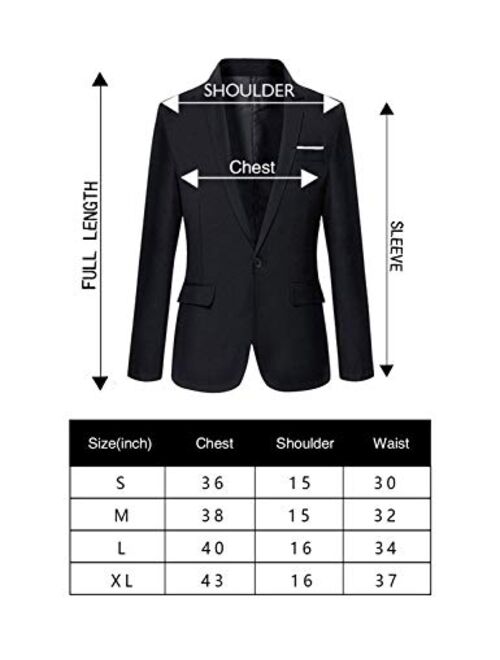 Mens Slim Fit Casual One Button Blazer Jacket