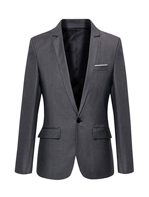 Mens Slim Fit Casual One Button Blazer Jacket