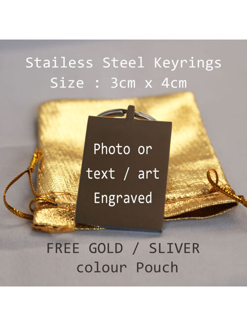 Metal Personalised Photo Keyring Keychain PHOTO / Text Artwork ENGRAVED Christmas Gift