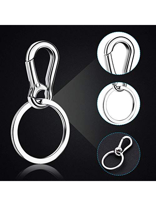 Keychain Clip with Key Ring, Cridoz 4pcs Key Chain Clip Hook with 16Pcs Keychain Rings for Car Keys, Dog Tag and Keychain