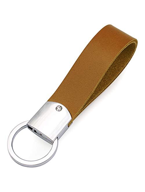 Leather KeychainDPOB Italian Leather women Key Ring - Simple Design - Made of Durable Premium Quality Leather