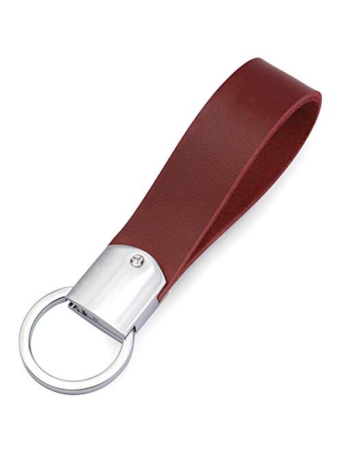 Leather KeychainDPOB Italian Leather women Key Ring - Simple Design - Made of Durable Premium Quality Leather