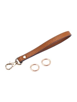 SeptCity Wristlet Strap, Genuine Leather KeyChain Hand wrist Strap for Clutch Wallet Cellphone Key with Golden Lock