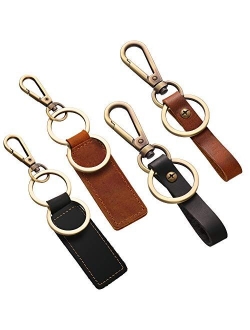 4 Pieces Leather Valet Keychain Leather Key Chain with Belt Loop Clip for Keys