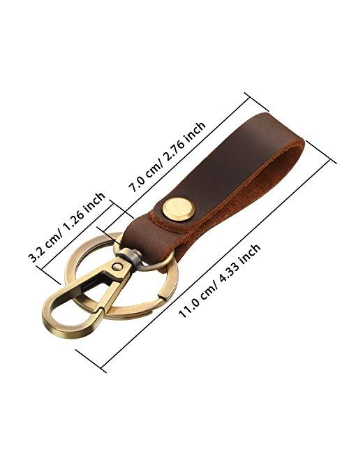 4 Pieces Leather Valet Keychain Leather Key Chain with Belt Loop Clip for Keys