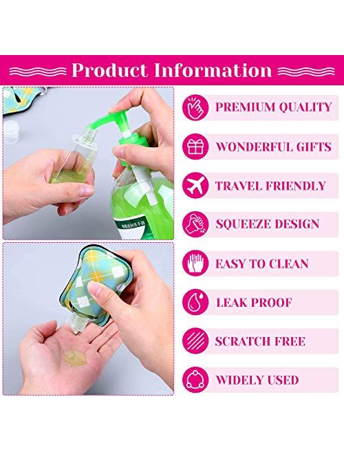 Hand Sanitizer Holders, Shynek 40pcs Empty Travel Size Bottle and Keychain Holders Set Include 20pcs Flip Cap Reusable Bottles, 20pcs Reusable Bottles Keychain Carriers f