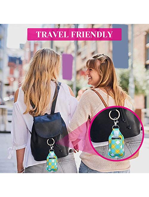 Hand Sanitizer Holders, Shynek 40pcs Empty Travel Size Bottle and Keychain Holders Set Include 20pcs Flip Cap Reusable Bottles, 20pcs Reusable Bottles Keychain Carriers f