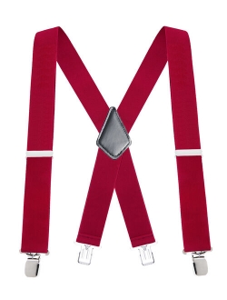 Buyless Fashion Mens Suspenders - 48" Elastic Adjustable Heavy Duty 2" Wide - X Back