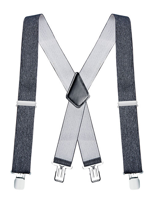 Buyless Fashion Mens Suspenders - 48" Elastic Adjustable Heavy Duty 2" Wide - X Back