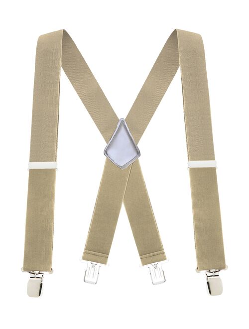 Buyless Fashion Mens Suspenders - 48" Elastic Adjustable Heavy Duty 2" Wide - X Back