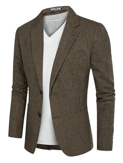 Men's Herringbone Tweed Blazer British Wool Blend Sport Coat Jacket