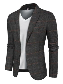 Men's Herringbone Tweed Blazer British Wool Blend Sport Coat Jacket