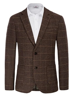 Men's Herringbone Tweed Blazer British Wool Blend Sport Coat Jacket