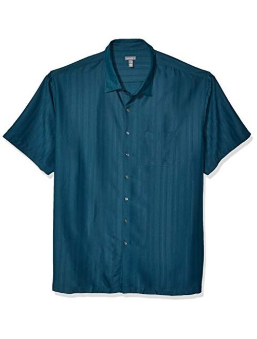 Van Heusen Men's Big and Tall Air Short Sleeve Button Down Poly Rayon Stripe Shirt