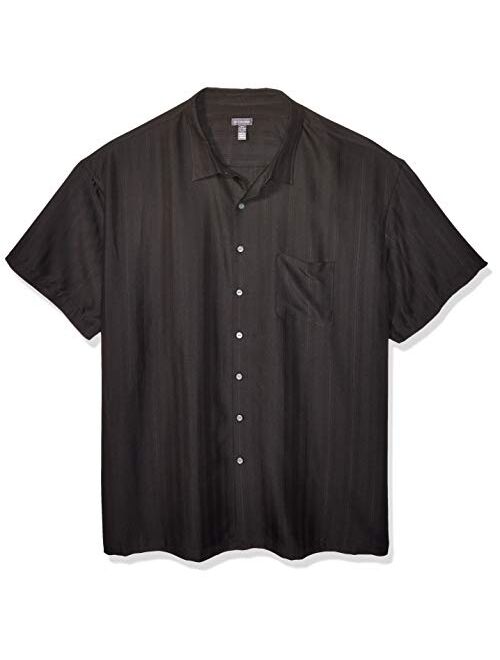 Van Heusen Men's Big and Tall Air Short Sleeve Button Down Poly Rayon Stripe Shirt