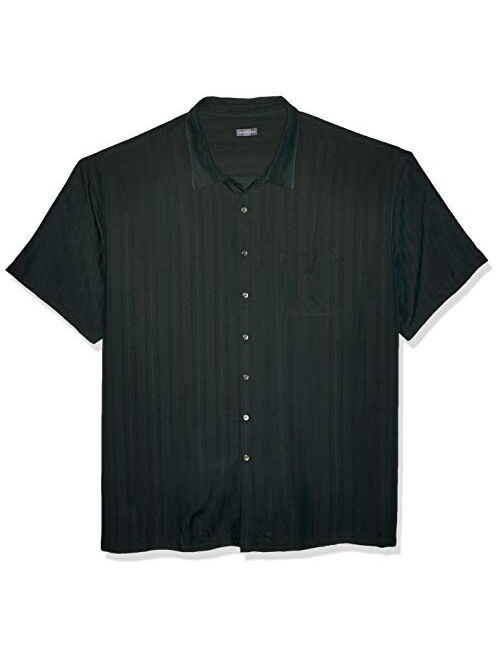 Van Heusen Men's Big and Tall Air Short Sleeve Button Down Poly Rayon Stripe Shirt