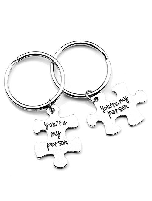 JOVIVI 2pcs You are My Person Pinky Promise Charm Pendant Keychain Jewelry Set - Valentines Day Best Friend Gift