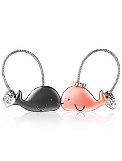 ICECORAL Kissing Whale Couple Keychains Custom Key Ring For Women boyfriend Christmas Gift