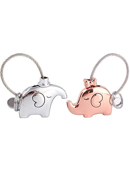 Gifts Couple Keychain Kiss Elephant Keyring Christmas gift with gift box