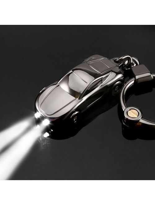 Jobon Zinc Alloy Car Keychain with LED Light Car Decorations Flashlight With 2 Modes