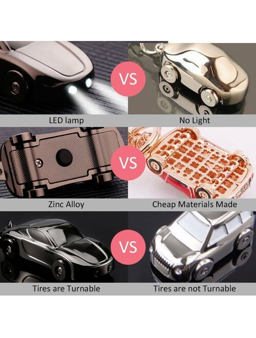 Jobon Zinc Alloy Car Keychain with LED Light Car Decorations Flashlight With 2 Modes