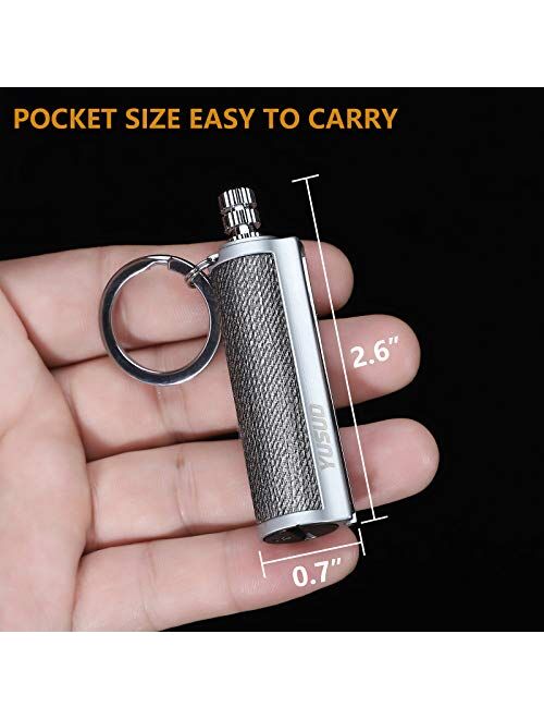 YUSUD Keychain Flint Metal Matchstick Fire Starter, Great Kerosene Refillable Keychain With Lighter Permanent Match, EDC Gift Ideas and Emergency Survival Gear