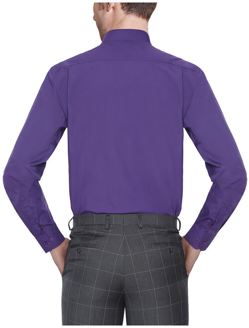 Men's Dress Shirt Regular Fit Long Sleeve Solid Mens Shirts Spread Collar Casual Dress Shirts for Men