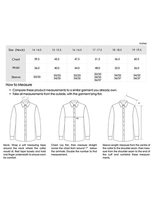 Men's Dress Shirt Regular Fit Long Sleeve Solid Mens Shirts Spread Collar Casual Dress Shirts for Men