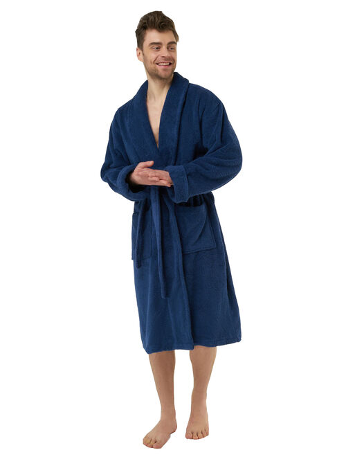 Spa Style Mens Terry Bathrobe 100% Cotton. 50" Length.