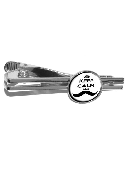 Keep Calm and Mustache Round Tie Clip