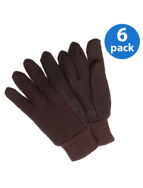 CT7060-L-6PK, PVC Dotted Jersey Glove, Poly/Cotton Blend, Brown, 6 Pair Value Pack