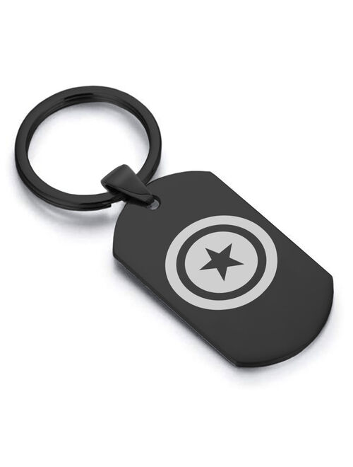 Stainless Steel Captain America Dog Tag Keychain Circle Ring