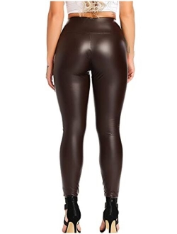 Leather PU Elastic Shaping Hip Push up Butt Lift Pants Black Sexy Leggings for Women