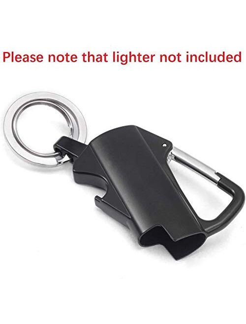 Multitool Keychain With Lighter Sleeve Metal Lighter Case Cover Holder with Bottle Opener and Zinc Alloy Buckle for BIC Mini Lighter (NOT Include)