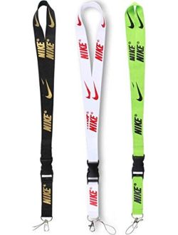 Lanyard 3 Pack Neck Keychains Lanyard Strap for Keys ID Holder Cell Phones Bags Accessories-Detachable Colorful Lanyard with Quick Release Buckle