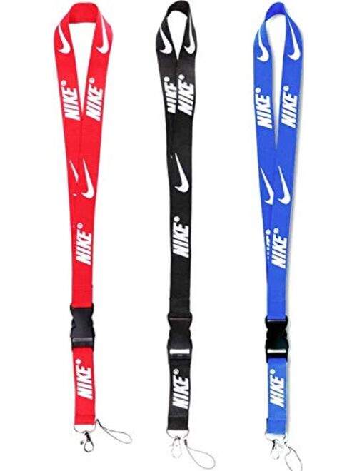 Lanyard 3 Pack Neck Keychains Lanyard Strap for Keys ID Holder Cell Phones Bags Accessories-Detachable Colorful Lanyard with Quick Release Buckle