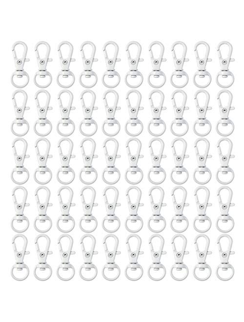 100 Pcs Premium Swivel Snap Hooks with Key Rings,Metal Lanyard