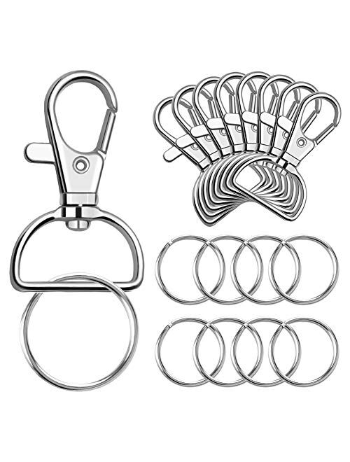 Paxcoo 100 Pcs Keychain Hooks with Key Rings (Large Size)