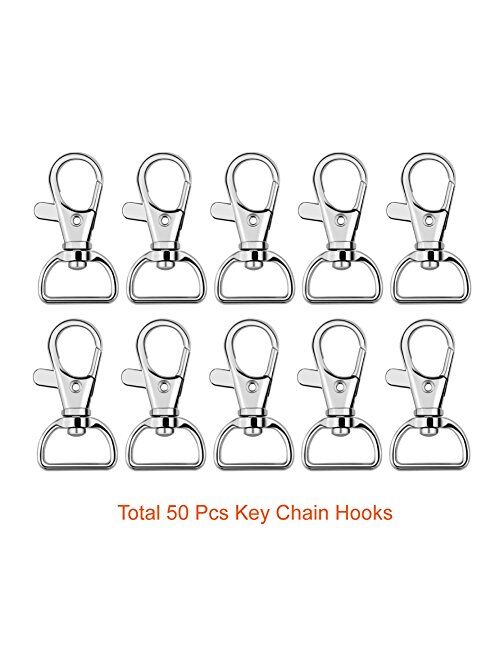 Paxcoo 100 Pcs Keychain Hooks with Key Rings (Large Size)