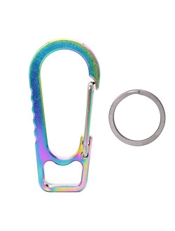 PPFISH Titanium Heavy Duty Carabiner Keychain, EDC Quick Release Keychain Hooks with Titanium Key Ring Set for Men Women