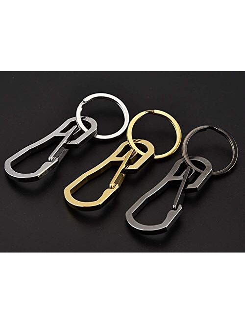 Alsmiley Carabiner Clip Retractable Ring Set Titanium Quick Release KeyChain Hooks for Men Women