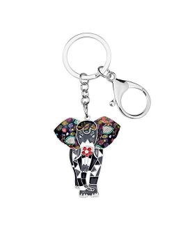 Enamel Metal Chain Jungle Elephant Key Chains For Women Car Purse Handbag Charms